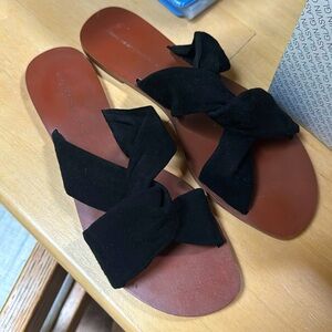 Zara Black Suede Knot Twist Slide Sandals